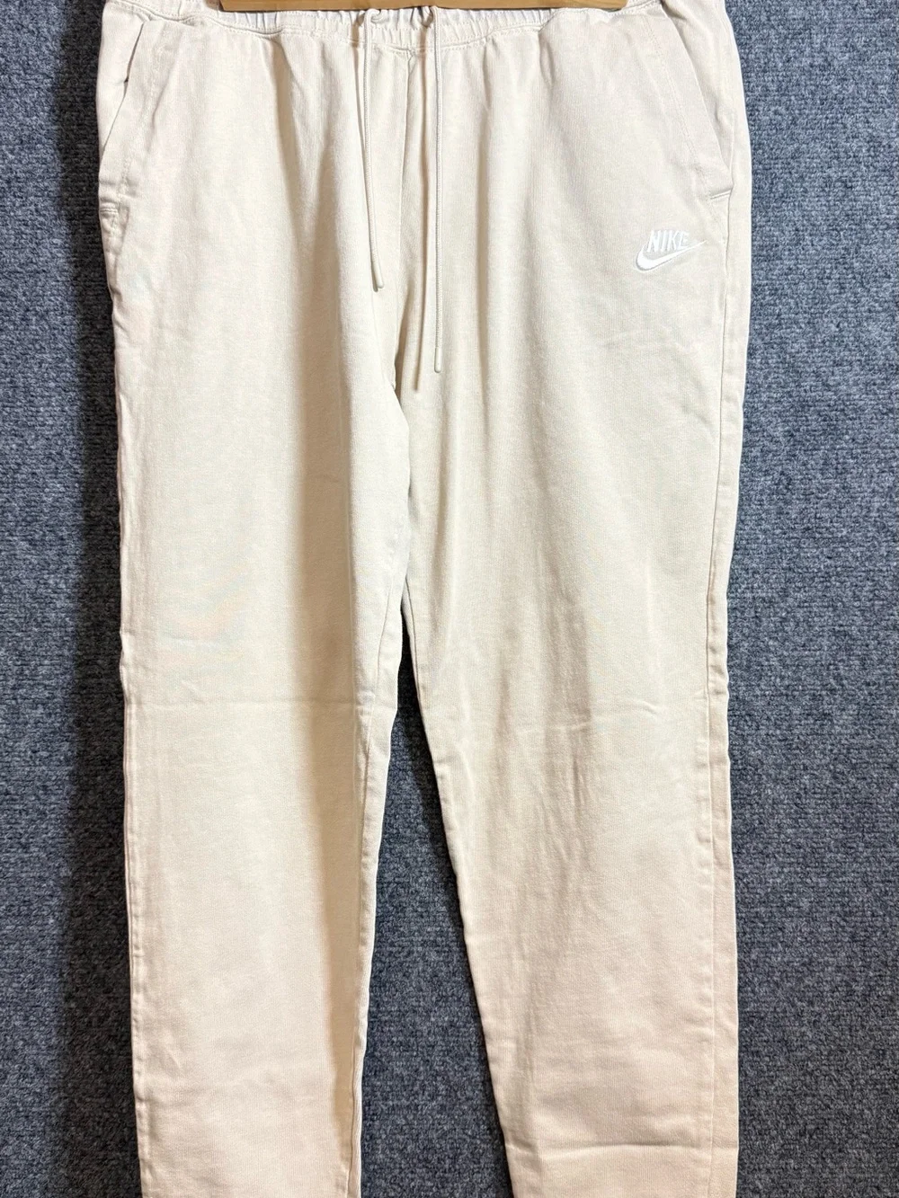 Nike Kids Beige Joggers with White Embroidered Swoosh